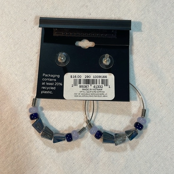 NWT Bundle of 3, Ophelia Roe, Silver-Gold-Blue Hoops, - Picture 6 of 11